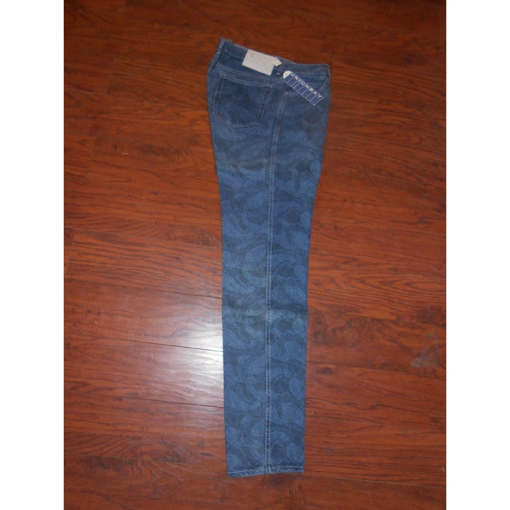 Womens 80's Vintage Union Bay Paisley Blue Jeans Denim Pants 32 Long Stone wash!